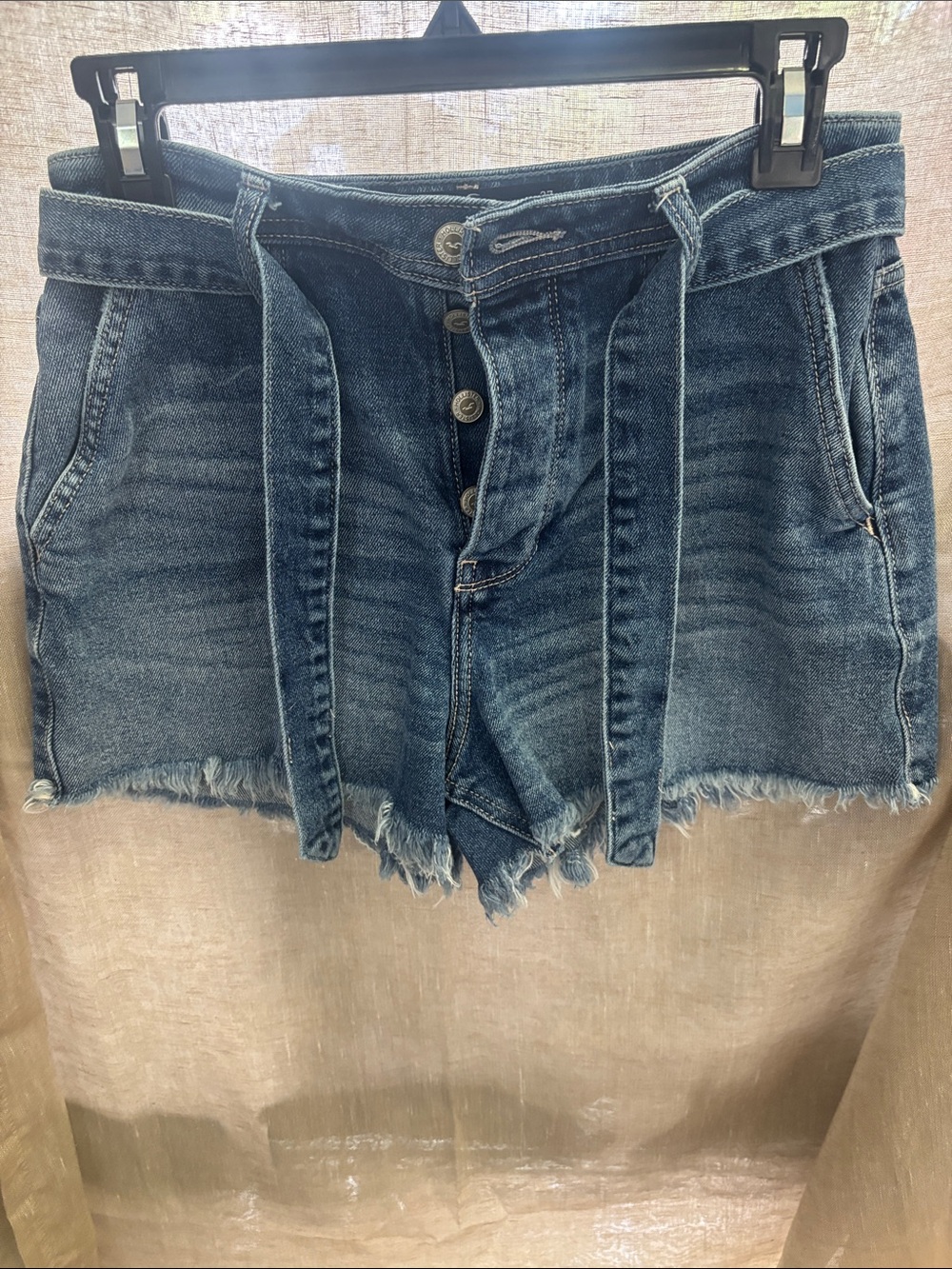 Hollister Ultra High-Rise Denim Mom Shorts - Dark Blue